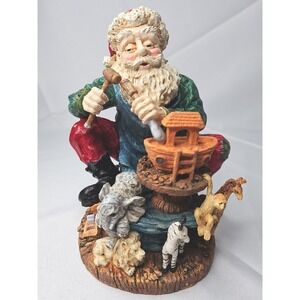 Vintage Noah's Ark Resin Tablepiece, 1996 - 7.5" Santa's Workbench Holiday Decor